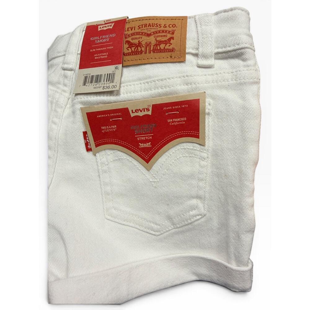 Levi’s Girls Girlfriend Shorts White Denim Size 7 NWT - Picture 5 of 5